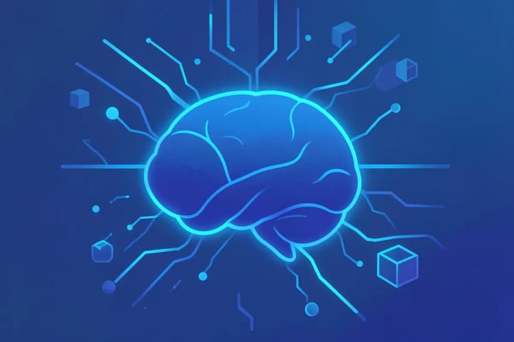 Ilustração futurista de tecnologia médica e cérebro.