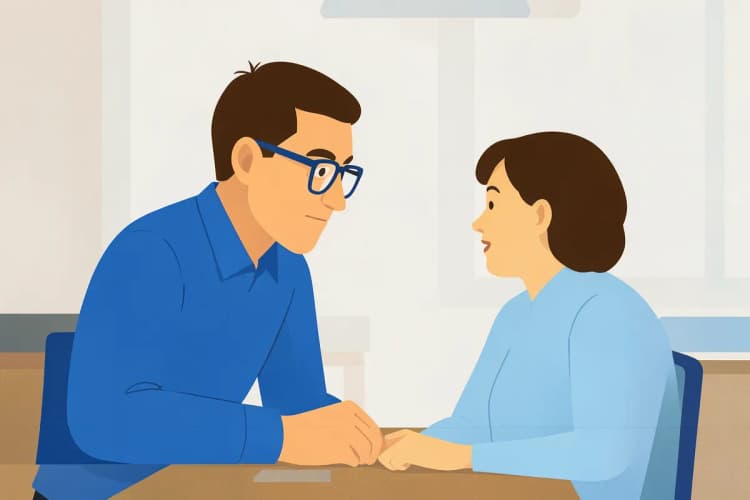 Médico ouvindo atentamente um paciente em um consultório